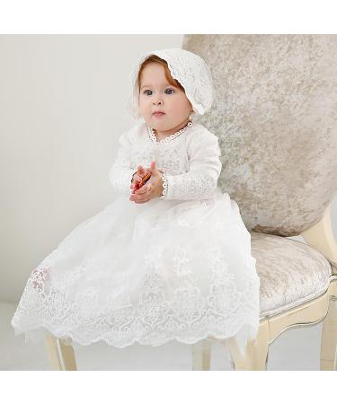 Leideur Baby White Christening Gown 18-24 Months | Baptism Dress for Girls | Special Occasion Birthday Dress - Buy Online on GoSupps.com