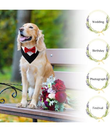 Hacraho Red Formal Tuxedo for Dogs & Cats - Cotton Neckerchief Wedding Collar with Fly & Tie Size L - Buy Online on GoSupps.com