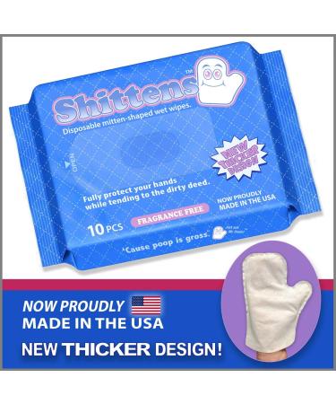 Shittens Disposable Mitten-Shaped Wet Wipes 10 Count - Pack of 1 | Convenient and Hygienic Cleaning Solution - Buy Online on GoSupps.com