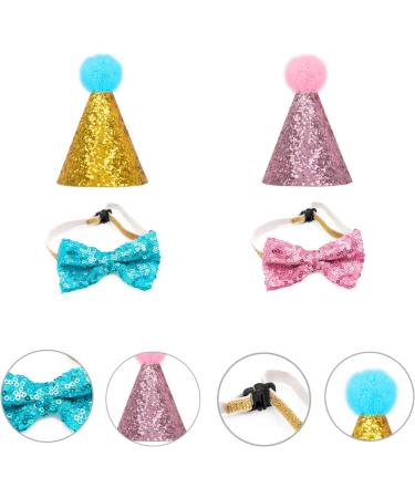 Buy Dog Birthday Hat Set - Sequin Accessories for Pet Parties | Blue & Pink 2 Pieces - Buy Online on GoSupps.com