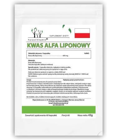 Forest Vitamin Alpha Lipoic Acid 600mg - 60 Capsules | Antioxidant for Health & Beauty - Shop Internationally - Buy Online on GoSupps.com