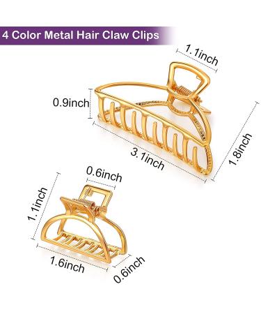 8-Piece Metal Hair Claw Clips Set - Small & Large Non-Slip Hair Claws in Gold, Silver, Black, Coffee - Buy Online on GoSupps.com