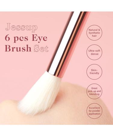 Jessup 6pc Makeup Eye Brush Set Black/Rose Gold | Perfect for Foundation Powder & Eyeshadow - Buy Online on GoSupps.com