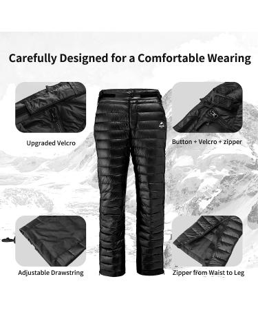 Naturehike Black Goose Down Pants - Ultra Warm Side Zipper - 29W x 19L - Buy Online on GoSupps.com