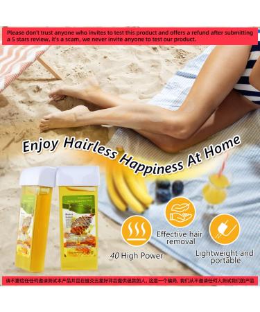 Roll-On Wax Hair Removal Kit with Honey Soft Wax Cartridges & Non-Woven Strips - Portable Pink Wax Heater for Women & Men - Depilatory Waxing Roller Set - Buy Online on GoSupps.com