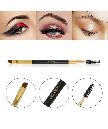2pcs Docolor Duo Eyebrow Brush  Professional Eye Makeup Tool  Eyeshadow Brush and Spoolie Brush Black 2pcs black - Buy Online on GoSupps.com