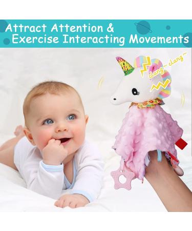 Unicorn Lovely Soothing Security Toy with Tags Teether Blanket - Soft Baby Blanket for Boys and Girls | Newborn Snuggle Toy & Teether | Baby Animal Gifts - Pink B - Buy Online on GoSupps.com