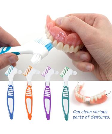 Prosthetic Toothbrush Set - 4 Multi-Layered Denture Brushes for False Teeth | Ergonomic Design & 4 Colors - Buy Online on GoSupps.com