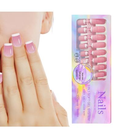 Manicure Press on Nails for Home - Artificial Full French Nails for Women | Makeup Supplies for Gathering Wedding Dating Home Traveling 04