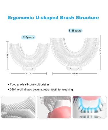 Kids Electric Toothbrush U-Shaped Ultrasonic Automatic with 2 Brush Heads | Six Cleaning Modes | IPX7 Waterproof | Cartoon Design | Ages 2-7 Yellow - Buy Online on GoSupps.com