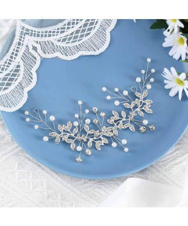 Handcess Bridal Stirring Band - Crystal Bead & Silver Leaf Hair Jewelry for Brides & Bridesmaids - Buy Online on GoSupps.com
