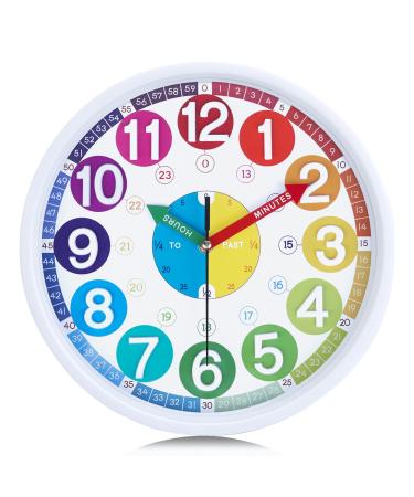 Lafocuse children wall clock silently colorful learning watch for boys and girls 3D digits creative without ticking for children's room kindergarten school 30cm - Buy Online on GoSupps.com