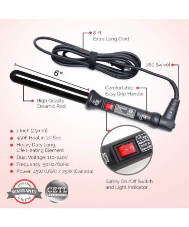 Le Angelique 1 Inch Ceramic Curling Wand - Beach Waves & Curls | 25mm Clipless Hair Curler with Glove & Clips | 450F Heat | Dual Voltage - Tiffany Blue - Buy Online on GoSupps.com