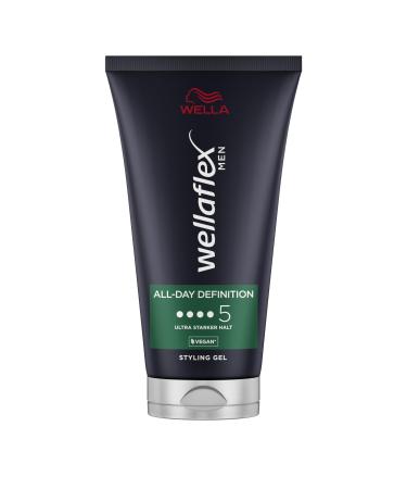 Wellaflex Men All-Day Definition Gel |Ultra strong hold styling hair gel |Vegan hair gel |Dermatologically tested & free of silicones |150ml