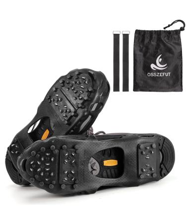 SSZEFUT Ice Cleats Snow Walking Traction Cleats Crampon Rubber Anti Slip 24 28 Spikes Crampons Boots Shoes Ice & Snow Grips for Men & Women S M L XL-Size Small(4-5 men/5.5-7 women) 28 Steel Crampons