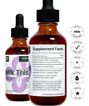 Milk Thistle Liquid Extract - Natural Liver Support Drops - Cleanse & Detox Supplement - High Potency for Men & Women - 45-Day Supply - Buy Online on GoSupps.com