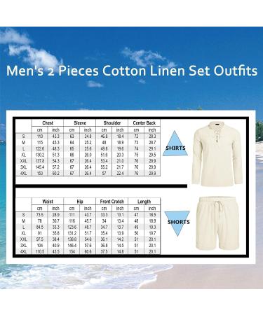 COOFANDY Men's Cotton Linen 2-Piece Set: Henley Shirts & Beach Shorts - Beige XL - Buy Online on GoSupps.com