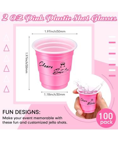 Lounsweer 100 Pcs 2 Oz Disposable Plastic Shot Glasses - Pink Cheerful Party Cups for Bachelorette & Birthday - Buy Online on GoSupps.com