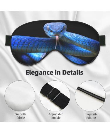 Blue Viper Snake Print Sleep Eye Mask Soft Blindfold with Elastic Strap for Travel & Night Sleeping - Buy Online on GoSupps.com