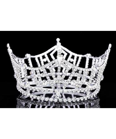 Silver Plated Rhinestone Crystal Pageant Tiara Crown - T1016 - Buy Online on GoSupps.com