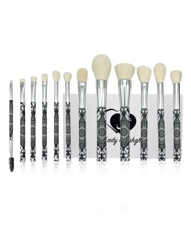 Eshghe-Mani Makeup Brushes by Lady of Eshgh | 12pc Full Face Makeup Brush Set | Natural Hair-Like Professional Make Up Brushes | Comes With Collectors Box & Elegant Black Felt Storage Pouch