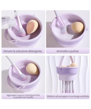 Buy MSQ 3-in-1 Foldable Makeup Brush Cleaning Mat & Storage Bowl - Silicone Cleaner for Brushes & Sponges - Purple - Buy Online on GoSupps.com