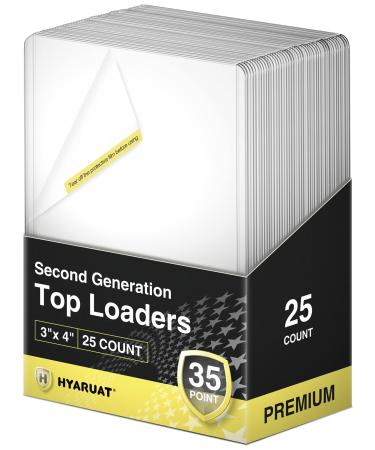 HYARUAT 35pt Clear Toploaders - Premium Top Loaders for Sports & Trading Cards, Baseball Card Protectors Hard Plastic with Protective Film. (3" x 4", Pack of 25) 25 toploaders