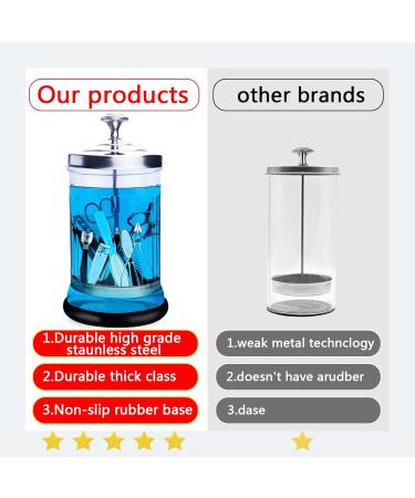 Barber Disinfectant Jar 21 Oz Manicure Sterilizing jar with Removable Basket Manicure Disinfecting Jar for Nail Tool Glass Salon Disinfecting Jar Container for Barber Supplies - Buy Online on GoSupps.com