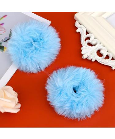 KINBOM Faux Fur Hair Ties - 2 Pack Blue Elastic Pom Poms for Girls | International Shipping Available - Buy Online on GoSupps.com