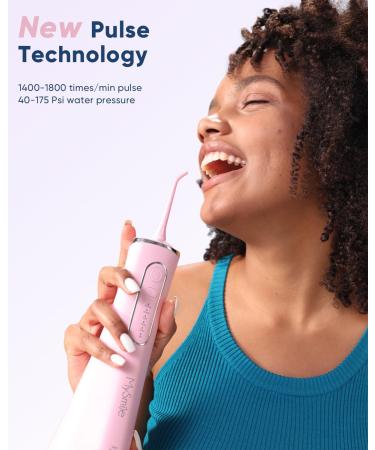 MySmile Wireless Water Tooth Floss 5 Cleaning Modes 8 Jet Tips IPX7 Waterproof USB Rechargeable Dental Picks Pink Travel Bag Included - Buy Online on GoSupps.com