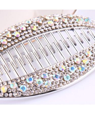 LEORX Banana Fish Hair Clip Rhinestones Ponytail Hair Comb Hair Barrettes Rhinestone Locking Hair Clip for Women 4pcs (Gold Silver) - Buy Online on GoSupps.com