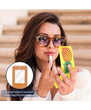 Buy Tropical Summer Theme Leather Lipstick Case & Organizer with Mirror | Mini Lip Gloss Holder Bag - Buy Online on GoSupps.com