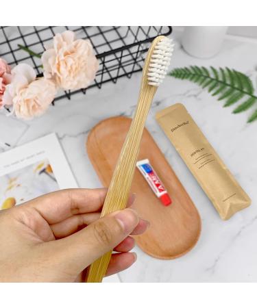 Travel Toothbrushes Kit Bulk - Disposable Bamboo Toothbrushes with 6g Toothpaste | Individually Wrapped Toiletries for Hotels Airbnbs Camping & Travel (100 Pack - Buy Online on GoSupps.com