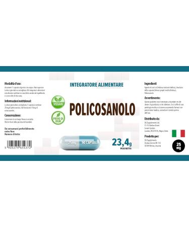 Hepatica Policosanol 25mg 90 Vegan Capsules Tested by a Third Party Laboratory Gluten & GMO Free - Buy Online on GoSupps.com