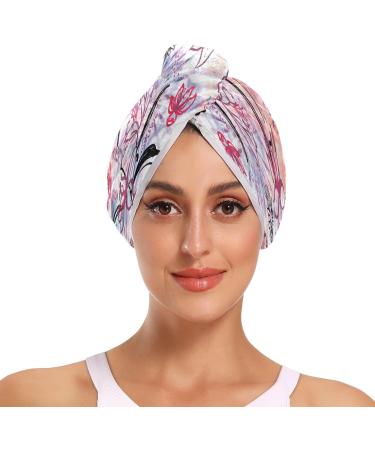 Flower Print Dry Hair Cap Set - 2 Piece Quick Drying Towel & Button Headband | Super Absorbent & Comfortable for All Hair Types - Buy Online on GoSupps.com