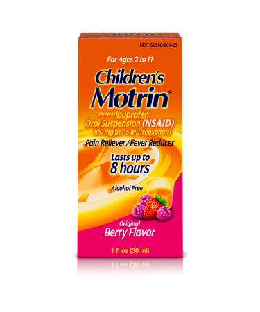 Children's Motrin Oral Suspension Pain Relief Ibuprofen Berry Flavored 1 Oz (Pack of 6)