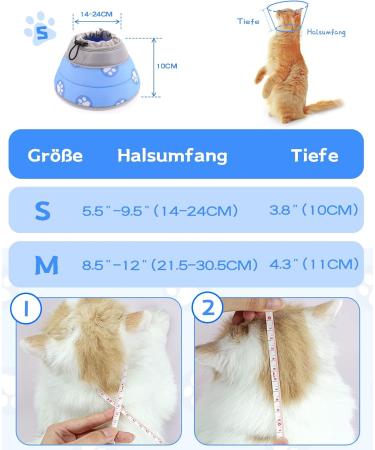 Supet Adjustable Halskrause Cat Collar - Post-Surgery Recovery Cone for Dogs & Cats (Blue M - Neck 21.5-30.5cm) - Buy Online on GoSupps.com