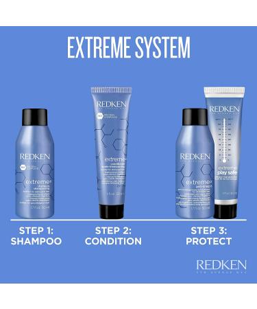 Redken Extreme Play Safe Heat Protectant Spray & Leave In Conditioner - 1 Fl Oz | Reduces Split Ends, All Hair Types, Tourmaline-Infused - Buy Online on GoSupps.com