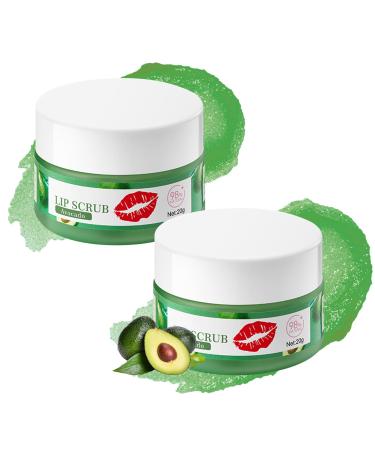 2PCS Avocado Conditioning Lip Scrub Kit Moisturizing Lip Sleeping Mask Long Lasting Hydrating Lip Scrubber Exfoliator Lip Care Products for Men & Women