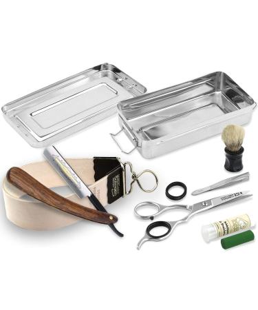 Solingen string strips in the razor set 7 partly with Solinger paste and instrument RW wooden handle razor razor brush with razor box.Ideal as a gift for men