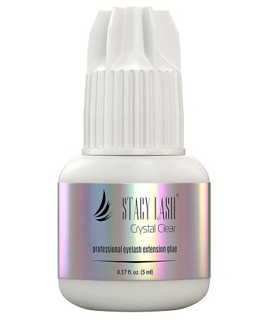 Crystal Clear Eyelash Extension Glue - Stacy Lash (0.17fl.oz / 5ml)/ 1 Sec Drying time/Retention  8 Weeks/Transparent Extra Strong Evolution Adhesive - Maximum Bonding Power/Professional Use Only