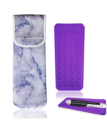 Silicone Heat Resistant Curling Iron Case Holder and Neoprene Straightener Holder Bag 2 PCS Travel Daily Hair Tools Organizer