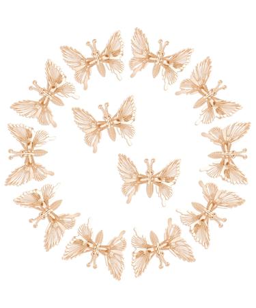 12 Pieces Metal Butterfly Hair Clips Metallic Hollow Butterfly Hair Pins Butterfly Hair Barrettes Vivid Butterfly Hair Clamps Cute Butterfly Hair Clips for Women Girls Hair Styling(Rose Gold)