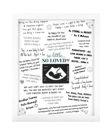 Baby Shower Guest Book Frame (Suits Single Baby Or Twins) Sonogram Picture Frame To Sign - Ultrasound Photo Frame - Guest Book Alternative - Pregnancy/Nursery Keepsake For Mom To Be CLASSIC WHITE