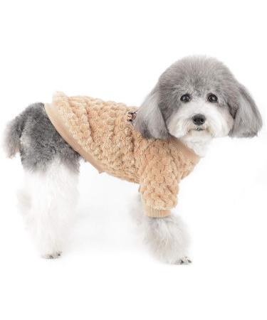 Zweitea Fleece Dog Sweater for Small Dogs | Warm Soft Winter Jacket for Chihuahua & Cats | Brown | Pet Clothing (1 Pack) - Buy Online on GoSupps.com