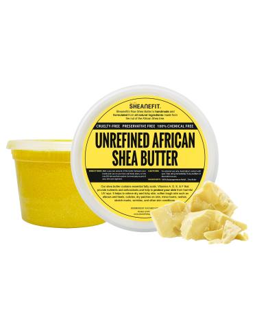 Sheanefit Raw Unrefined African Shea Butter in Containers Great Moisturizer  Hair Mask  Soften Tough Skin (Yellow - 16 Oz)