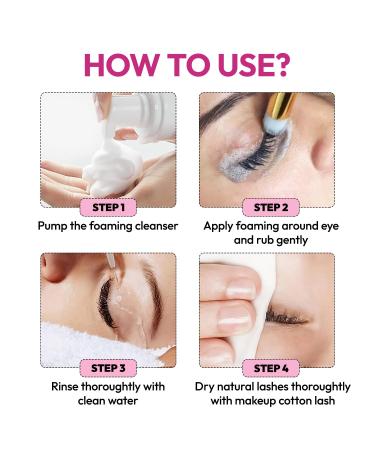 LARGE 120ml Lash Shampoo for Eyelash Extensions | Oil-Free Foaming Cleanser & Makeup Remover | Perfect for Salon & Home Use - Buy Online on GoSupps.com