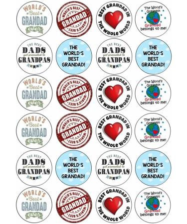 24 x Grandad Birthday 4.4cm Edible Wafer Card Disc Cupcake Toppers (NOT PRE Cut) - Buy Online on GoSupps.com