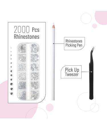 Mr. Pen 2000 pcs Rhinestones Set with Tweezer and Picking Pen for Crafts, Face, Nails, Makeup - Flat Back Round Rhinestones - Buy Online on GoSupps.com