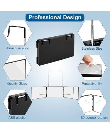 360 Haircuts Mirror with LED Lights for Self Hair Cutting - Tri Fold Mirror for Barber Use - Portable and Height Adjustable Hooks - Black - Buy Online on GoSupps.com